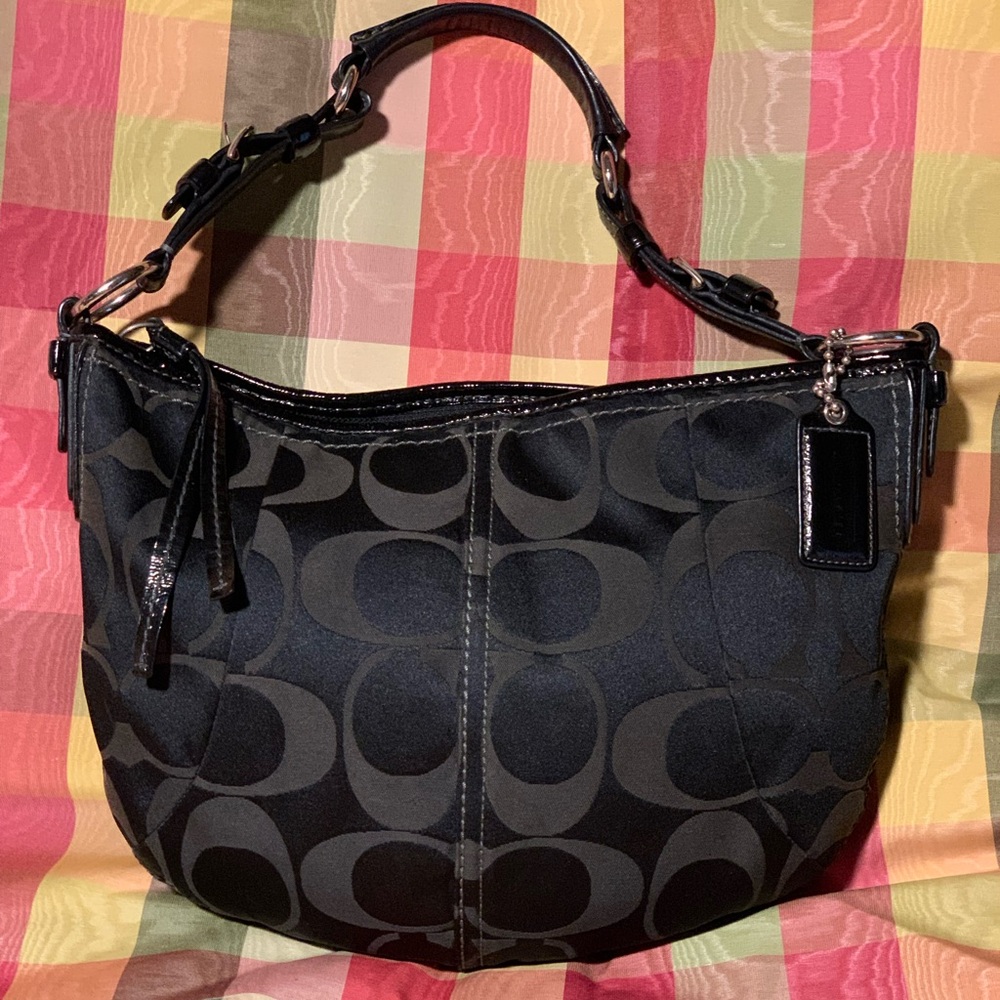 Coach Black Signature Hobo Bag